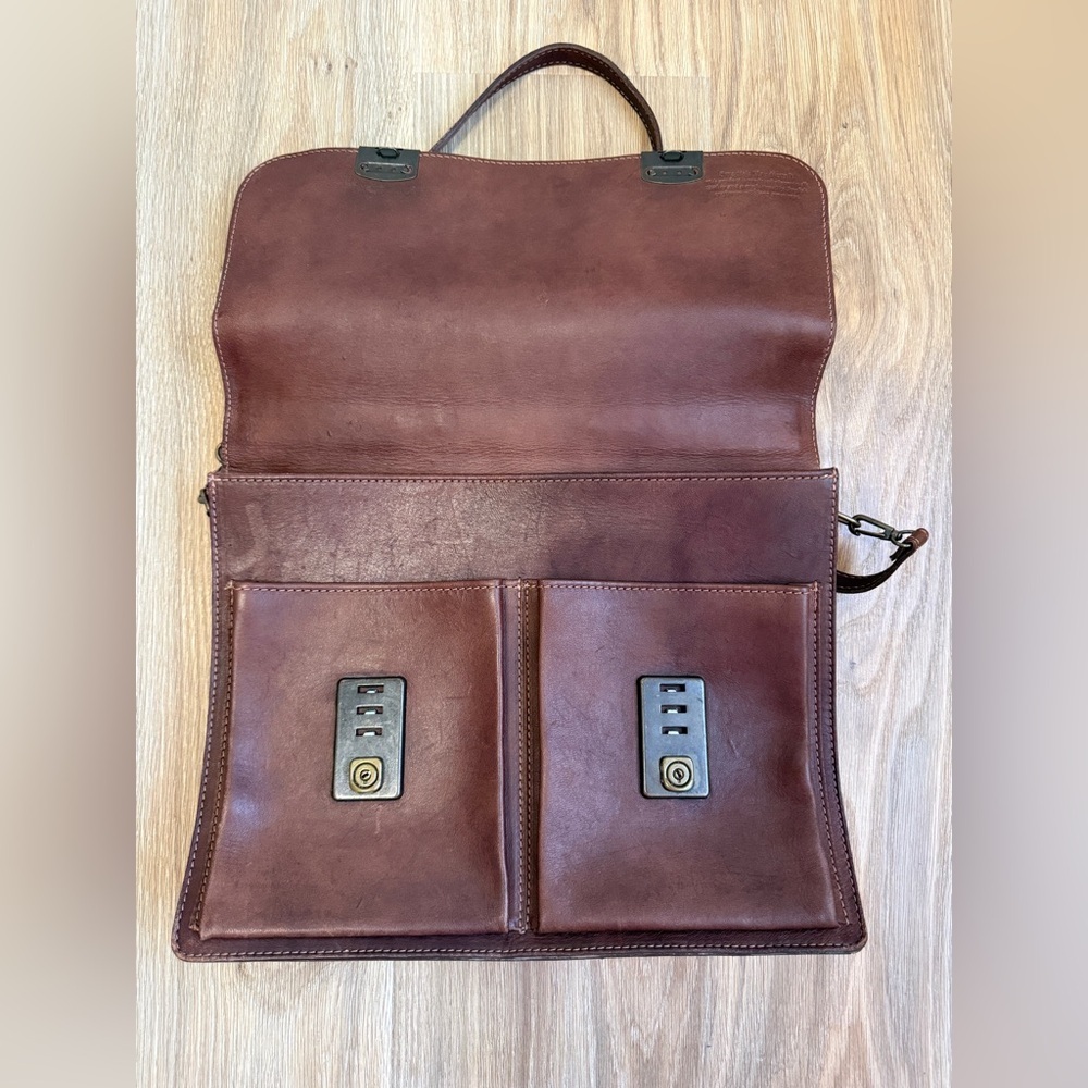 King of the Forest Leather Briefcase Messenger Work Bag Brown - Picture 6 of 11